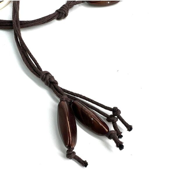 Artisan Boho Mother of Pearl Shell Wooden Bead Belt Festival Hippie Coastal Belt main image 4